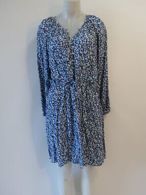 Womens Rails Blue, White Print Long Sleeve Dress XL